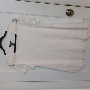 Style & Co PL White Short Sleeved Lace Top with Nylon Lining